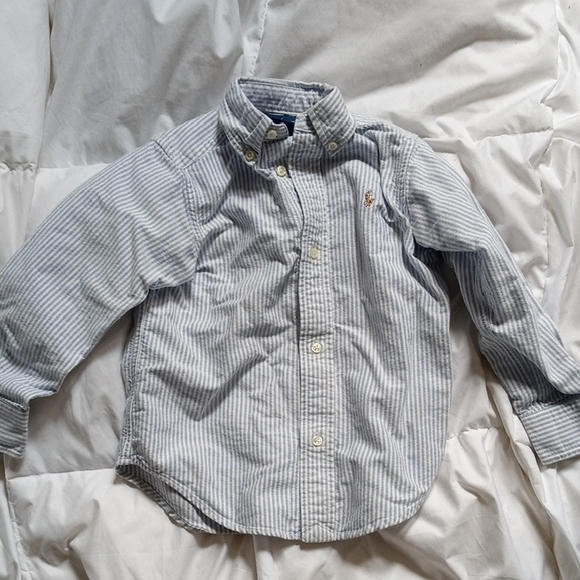 Ralph Lauren Classic Blue and White Pinstripe Button Down - Picture 1 of 5